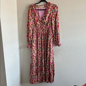 Boden Multicolor Floral Long Sleeve Dress